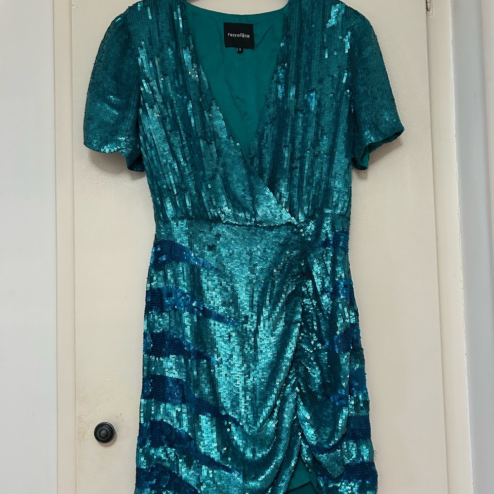 REVOLVE Teal Sequin Dress - Picture 5 of 6